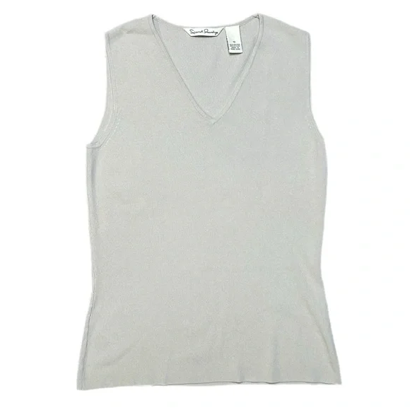 Vintage French Laundry Tan Gray V-Neck Sleeveless Top - Picture 1 of 6